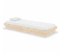 Qnhdfrt Solid Pine Wood Bed Frame, 75x190cm Single Bed with Slats, Natural | Designed for bedrooms, studios, or guest rooms, this single-person frame supports mattresses without a box spring.