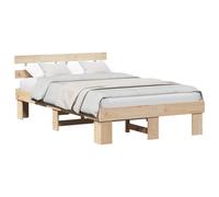Qnhdfrt Solid Pine Wood Bed Frame with Headboard, 120x190 cm, Natural