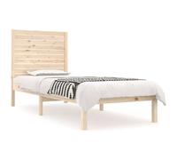 Qnhdfrt Solid Pine Wood Bed Frame with Headboard, 75x190cm Natural | Includes a sturdy wooden slat base for single mattresses; untreated finish allows for easy painting or staining.