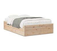 Qnhdfrt Solid Pine Wood Double Bed Frame 135x190 cm, Natural