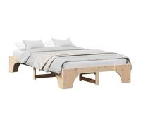 Qnhdfrt Solid Pine Wood Double Bed Frame with Slats, Natural