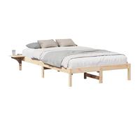 Qnhdfrt Solid Pine Wood Double Bed Frame with Slats, Natural