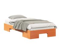 Qnhdfrt Solid Pine Wood Floor Bed Frame, 75x190 cm, Brown