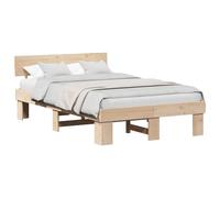 Qnhdfrt Solid Pine Wood Full Bed Frame with Headboard, Natural