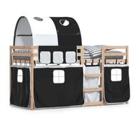 Qnhdfrt Solid Pine Wood Loft Bed 80x200cm with Curtains and Tunnel