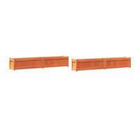 Qnhdfrt Solid Pine Wood Rectangular Garden Planters, 2-Pack | Each 71x12x12 inch brown wax finished box is ideal for growing vegetables and flowers on balconies, patios, and decks.