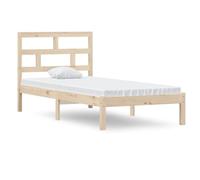 Qnhdfrt Solid Pine Wood Single Bed Frame with Headboard, Natural | Includes a supportive wooden slat base, measuring 90x190 cm, ideal for adult or guest bedrooms.