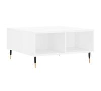 Qnhdfrt Square Glossy White Coffee Table with 4 Storage Compartments