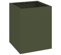 Qnhdfrt Square Metal Planter, Cold Rolled Steel, Olive Green | Measures 12.6x12.6x15.7 inches, ideal for flowers and plants on balconies, patios, and outdoor gardens.