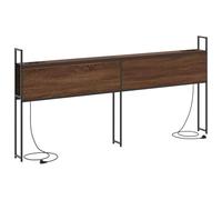 Qnhdfrt Storage Headboard with Power Outlet, Brown Oak Wood & Steel
