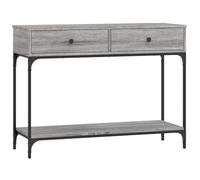 Qnhdfrt Table console grise Sonoma 100 x 34,5 x 75 cm en bois et métal, design moderne avec tiroirs et étagère, table d'appoint étroite pour salon, couloir et chambre à coucher