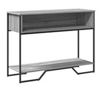 Qnhdfrt Table console grise Sonoma 100 x 35 x 74,5 cm en bois avec poignées latérales étroites pour salon, couloir, balcon, chambre à coucher, canapé, table d'appoint, espace de rangement