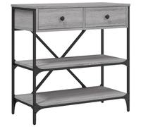 Qnhdfrt Table console grise Sonoma 75 x 34,5 x 75 cm en matériau dérivé du bois avec structure en métal Design moderne avec tiroirs Table d'appoint étroite pour couloir, salon ou balcon