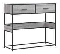 Qnhdfrt Table console grise Sonoma 90 x 35 x 80 cm en bois et métal, design moderne avec espace de rangement, tiroirs, pour salon, couloir, chambre à coucher, table d'appoint étroite derrière le