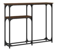 Qnhdfrt Table console marron aspect chêne 90 x 22,5 x 75 cm en matériau dérivé du bois avec cadre en métal Design moderne robuste et durable pour salon, couloir, chambre à coucher