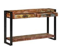 Qnhdfrt Table console multicolore 120 x 33 x 75 cm en bois massif upcy vec 2 tiroirs et cadre en acier - Design moderne - Table d'appoint étroite pour couloir, salon, balcon