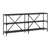 Qnhdfrt Table console noire 180 x 30 x 75 cm - Design moderne en bois et fer - Avec espace de rangement - Cadre stable et pieds réglables - Pour couloir, salon et chambre à coucher