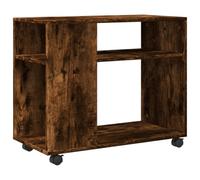 Qnhdfrt Table d'appoint avec roulettes en chêne fumé 70 x 35 x 60 cm - Design moderne avec 2 étagères - Peu encombrante - Table console étroite pour salon, couloir et chambre à coucher
