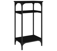 Qnhdfrt Table d'appoint noire 40 x 30 x 75 cm en bois et acier, design moderne avec espace de rangement et pieds réglables, petite table console étroite pour salon, couloir, balcon