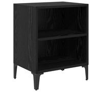 Qnhdfrt Table de chevet aspect chêne noir, console de chevet moderne avec 1 étagère, table d'appoint stable en bois avec pieds en métal pour chambre à coucher, 40 x 30 x 50 cm