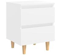 Qnhdfrt Table de chevet avec 2 tiroirs, console de chevet au design scandinave, table d'appoint en bois avec pieds en pin massif, table de chevet pour chambre à coucher, blanc, 40 x 35 x 50 cm