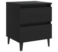 Qnhdfrt Table de chevet avec 2 tiroirs, table de chevet industrielle en bois, table d'appoint avec pieds en métal stables, commode de chambre à coucher, noire, 40 x 35 x 50 cm