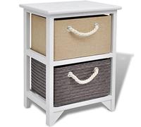 Qnhdfrt Table de chevet en bois de style maison de campagne, armoire d'appoint compacte avec 2 tiroirs et poignée en corde, console de chevet comme table de rangement pratique pour chambre à coucher
