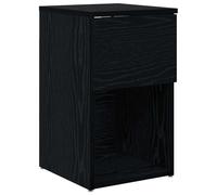 Qnhdfrt Table de chevet en chêne noir - 29 x 31,5 x 49 cm - Table d'appoint en bois - Console de chevet moderne pour chambre à coucher et salon - Commode de lit étroite avec espace de rangement