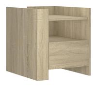 Qnhdfrt Table de chevet en chêne Sonoma moderne avec tiroir, console de chevet en bois robuste pour chambre à coucher et salon, 45 x 50 x 50 cm, support mural inclus
