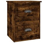 Qnhdfrt Table de chevet murale effet chêne fumé - Console de nuit flottante avec 2 tiroirs - Table de chevet moderne à montage mural en bois - 41,5 x 36 x 53 cm