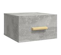 Qnhdfrt Table de chevet murale gris béton - 35 x 35 x 20 cm - Table de chevet flottante en bois - Console murale avec espace de rangement - Étagère peu encombrante pour la chambre à coucher