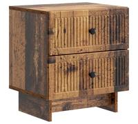 Qnhdfrt Table de chevet style vintage, console de chevet avec 2 tiroirs, table d'appoint en bois vieilli pour chambre à coucher, dimensions compactes 43 x 34,5 x 47,5 cm