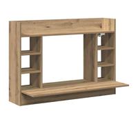 Qnhdfrt Table murale 105 x 48 x 75 cm en chêne Artisan - Bureau moderne à monter au mur - Table de travail peu encombrante avec étagères en bois robuste - Pour bureau à domicile et salon