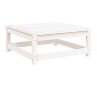 Qnhdfrt Tabouret de jardin blanc 70 x 70 x 30 cm en bois de pin massif, design à lattes, meuble d'extérieur modulaire pour balcon, terrasse et salon de jardin