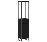 Qnhdfrt Tall Bathroom Cabinet, Black Oak Engineered Wood Storage Tower
