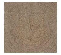 Qnhdfrt Tapis de Salon en Jute Carré 120 x 120 cm, Tapis de Surface Moderne Tissé Main pour Entrée et Chambre, Tapis Naturel Tressé Décoratif avec Finition Tendance, Gris