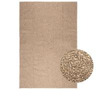 Qnhdfrt Tapis de Salon et Extérieur 200x290 cm ZIZUR, Grand Tapis Aspect Jute en Polypropylène pour Terrasse, Balcon, Jardin et Séjour, Tapis Tissé Plat Facile à Nettoyer, Naturel