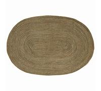 Qnhdfrt Tapis de Salon Ovale en Jute Naturel et Noir 152 x 245 cm, Tapis Moderne Fait Main pour Séjour et Chambre, Tapis Tressé en Fibre Naturelle Style Contemporain