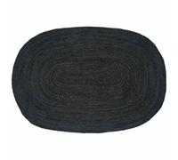 Qnhdfrt Tapis de Salon Ovale en Jute Naturel Noir 122 x 183 cm, Grand Tapis Tressé Tissé à la Main pour Chambre et Salle à Manger, Style Moderne et Minimaliste