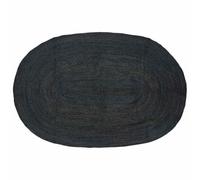 Qnhdfrt Tapis de Surface Ovale en Jute Noir 152 x 245 cm, Grand Tapis de Salon Moderne Minimaliste Tressé Main, Revêtement de Sol Chic pour Salle à Manger et Chambre