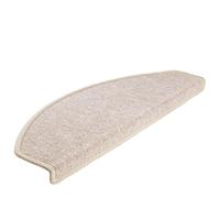 Qnhdfrt Tapis d'Escalier 15 Pièces, Marchettes d'Escalier Demi-Rond 65 x 24 x 4 cm, Protection en Polypropylène Tufté avec Ruban Adhésif Double Face, Couleur Taupe