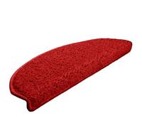 Qnhdfrt Tapis d'Escalier 30 Pièces 65x21x4 cm, Marchettes d'Escalier Demi-Rond Rouge en PP Tufté, Tapis de Marche Antidérapant Lavable et Pliable avec Ruban Adhésif Double Face pour Maison
