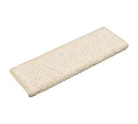 Qnhdfrt Tapis d'Escalier Lot de 15 Pièces 65 x 21 x 4 cm, Marchettes Blanches Rectangulaires en Polypropylène Tufté, Protection Contre Rayures avec Ruban Adhésif Double Face