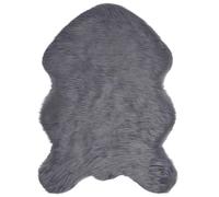 Qnhdfrt Tapis en Fausse Peau de Mouton 50 x 80 cm, Tapis de Salon Poils Longs Shaggy Forme Irrégulière Tafalla, Descente de Lit Douce en Polyester pour Chambre, Anthracite
