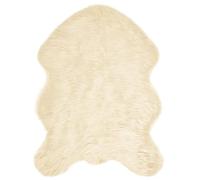 Qnhdfrt Tapis en Fausse Peau de Mouton Tafalla, Tapis Salon Poil Long Doux et Chaud, Descente de Lit Forme Irrégulière pour Chambre et Bureau, 80 x 120 cm, Crème, Polyester