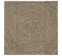 Qnhdfrt Tapis en Jute Naturel et Noir 160 x 160 cm - Grand Tapis de Salon Carré Tressé à la Main Style Moderne et Chic pour Salle à Manger et Chambre Intérieure