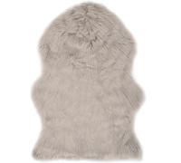 Qnhdfrt Tapis Peau de Mouton Synthétique Gris Clair 60 x 90 cm, Tapis Fourrure Synthétique en Forme de Peau d'animal Doux pour Salon, Chambre et Fauteuil, Dos Antidérapant