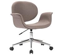 Qnhdfrt Taupe Fabric Swivel Desk Chair with Wheels & Armrests