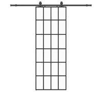 Qnhdfrt Tempered Glass Sliding Barn Door with Hardware Kit, 76x205 cm