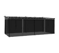 Qnhdfrt Tonnelle de Jardin 6x3m avec Parois en Filet Anthracte, Pergola avec Toit Rétractable Ajustable, Tente de Réception Extérieure en Acier et Aluminium avec Fermeture Éclair pour Terrasse